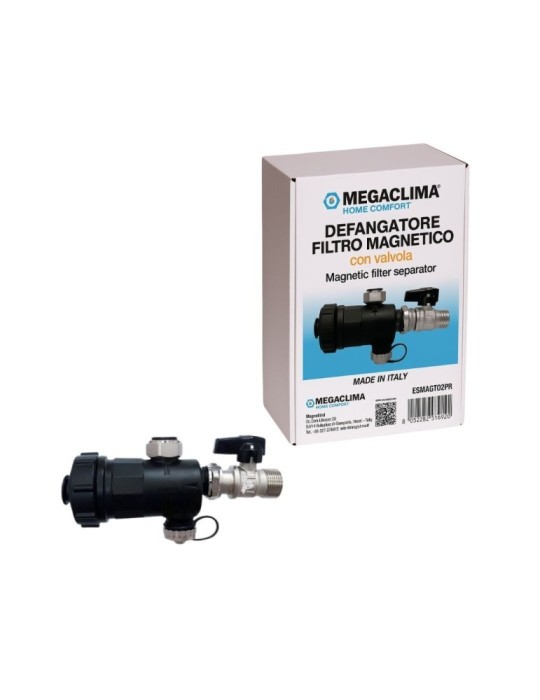 Megaclima Filtro Defangatore Magnetico 3/4" con Valvola Universale per Caldaie a Condensazione