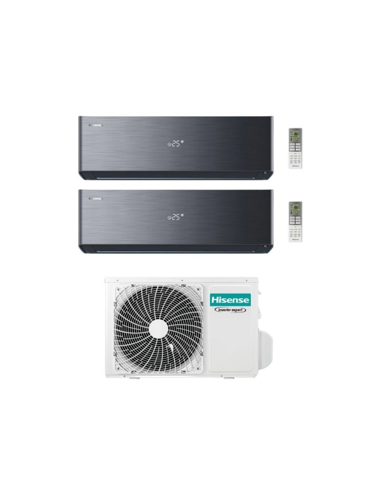 Hisense Climatizzatore Energy Pro X Black Dual Split 9+9 con 2AMW42U4RGC Inverter Wi-Fi R-32 Classe A++
