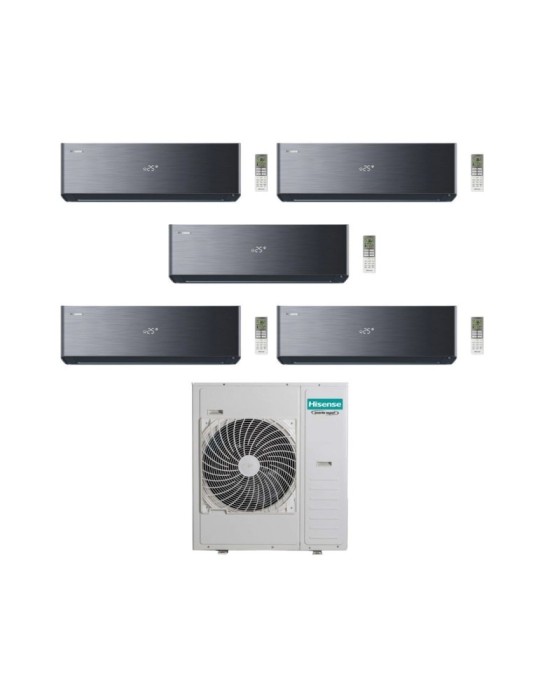 Hisense Climatizzatore Energy Pro X Black Penta Split 9+9+9+9+9 con 5AMW125U4RTA Inverter Wi-Fi R-32 Classe A++