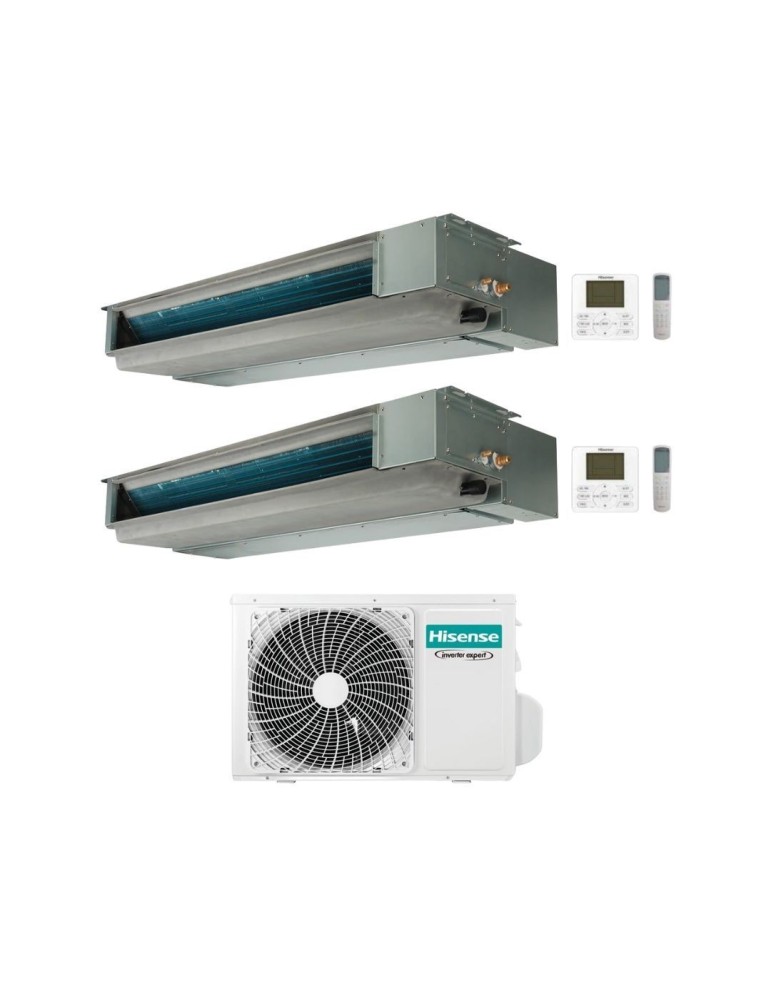 Hisense Climatizzatore Canalizzato Dual Split serie Slim ADT 9+9 con 3AMW52U4RJC Inverter R32 Wi-Fi Optional Classe A++