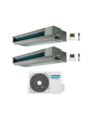 Hisense Climatizzatore Canalizzato Dual Split serie Slim ADT 12+18 con 3AMW52U4RJC Inverter R32 Wi-Fi Optional Classe A++