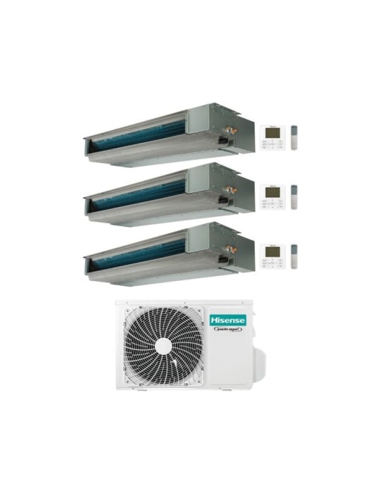Hisense Climatizzatore Canalizzato Trial Split serie Slim ADT 9+9+9 con 3AMW52U4RJC Inverter R32 Wi-Fi Optional Classe A++