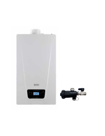Chaudière à condensation Baxi Luna Prime 28 kW Méthane/GPL avec kit d'évacuation des fumées complet + Grattoir à boue gratuit