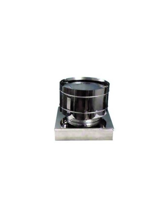Chapeau coupe-vent en acier inoxydable Ø 250 mm avec base de 52 x 52 mm pour les cheminées et les poêles