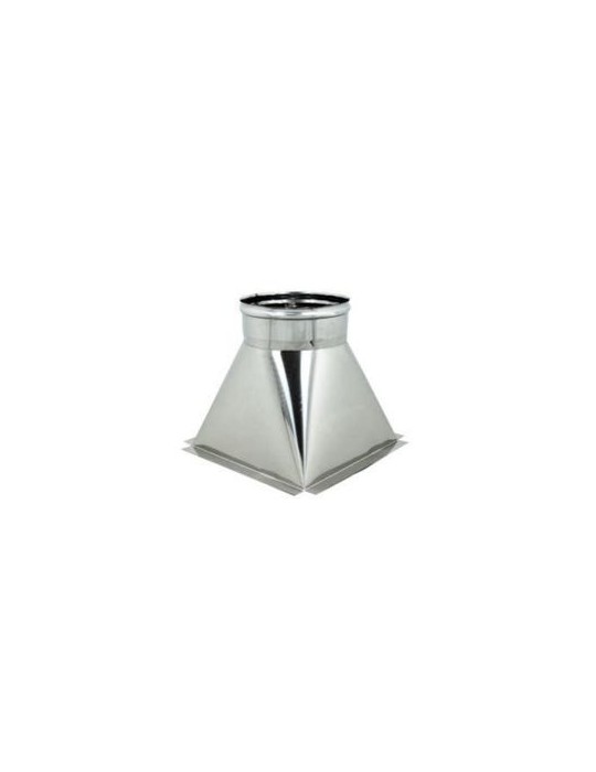 Trémie simple paroi en acier inoxydable ø 200 avec base 200 x 250 pour cheminées
