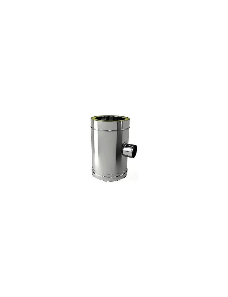 Raccord en T à 90° Pour Paroi Double Risotto avec raccordement DN 80 En Acier Inoxydable Ø 80/130 mm Pour Conduits De Fumée