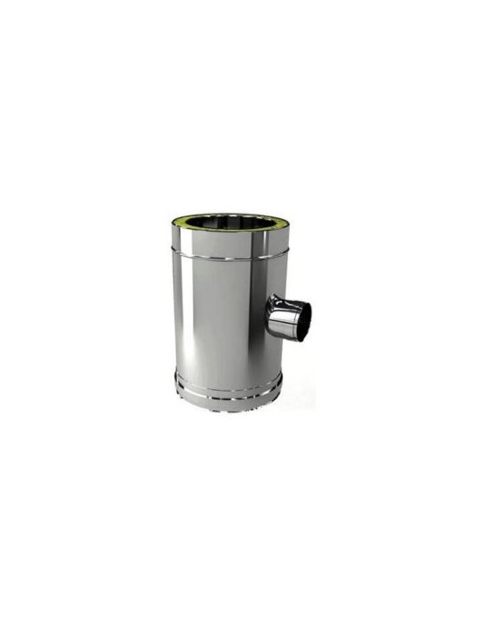 Raccord en T à 90° Pour Paroi Double Risotto avec raccordement DN 80 En Acier Inoxydable Ø 180/230 mm Pour Conduits