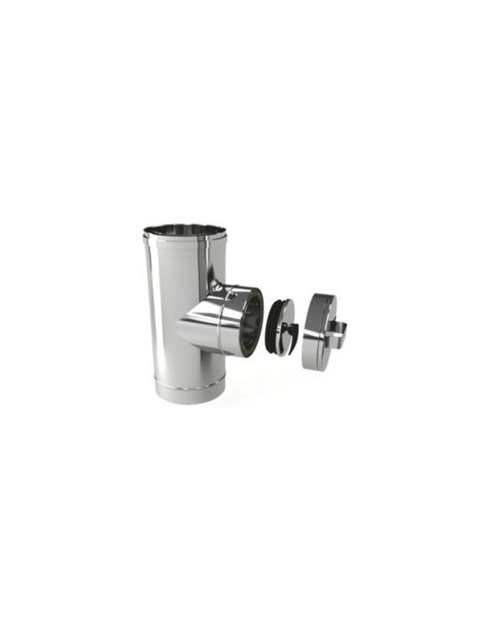 Élément de Contrôle à Double Paroi en Acier Inoxydable Ø 100/150 mm pour Conduits de Fumée