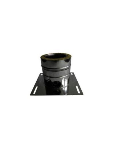 Plaque de Base avec Sortie Latérale à Double Paroi en Acier Inoxydable Ø 130 mm pour Cheminées