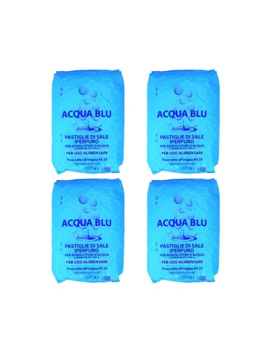 4 paquets de 25 kg de comprimés adoucissants d'eau bleus