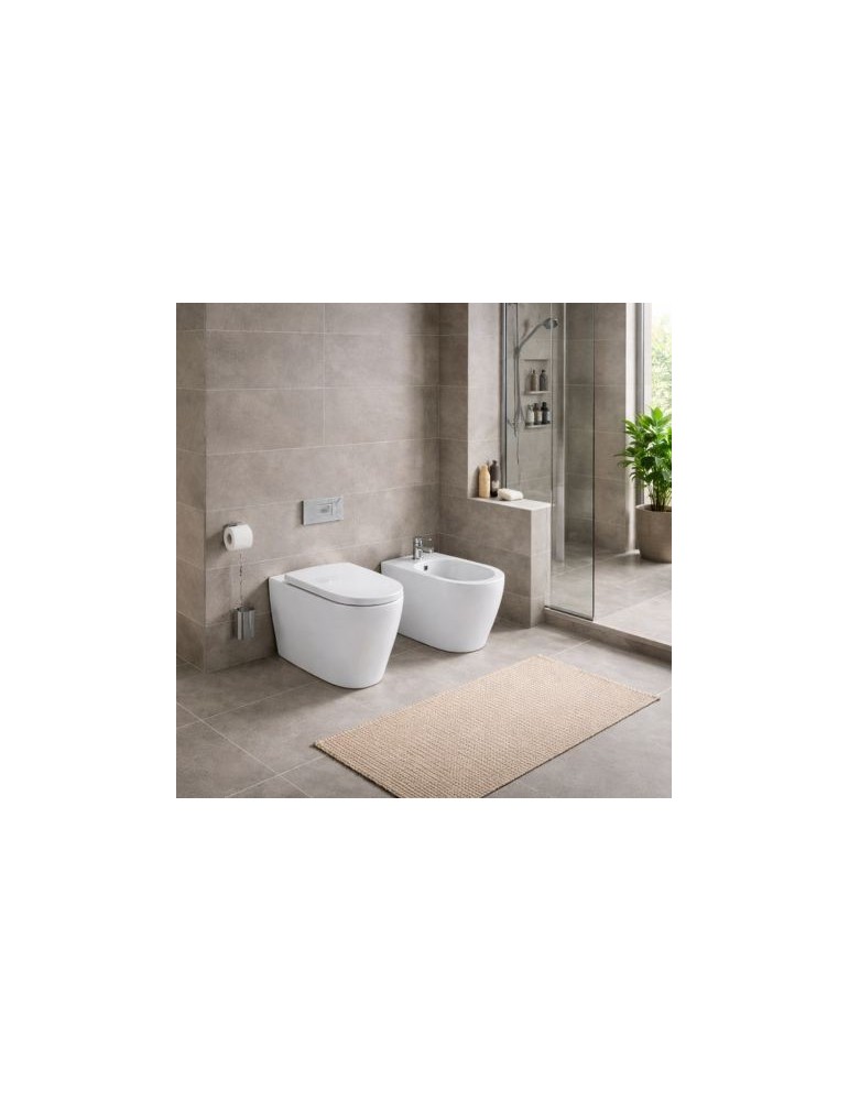 Ensemble Wc Et Bidet Sur Pied Azzurra Ceramica, Collection Comoda, CéRamique Blanche, SièGe Inclus