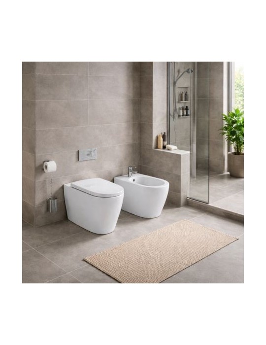 Ensemble Wc Et Bidet Sur Pied Azzurra Ceramica, Collection Comoda, CéRamique Blanche, SièGe Inclus