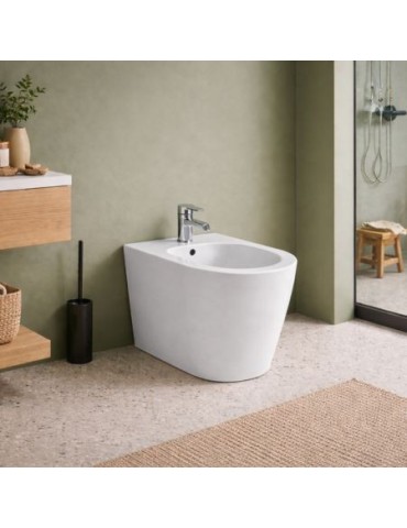 Bidet Sur Pied à Un Trou Azzurra Ceramica, Collection Forma, 54 Cm, CéRamique Blanche