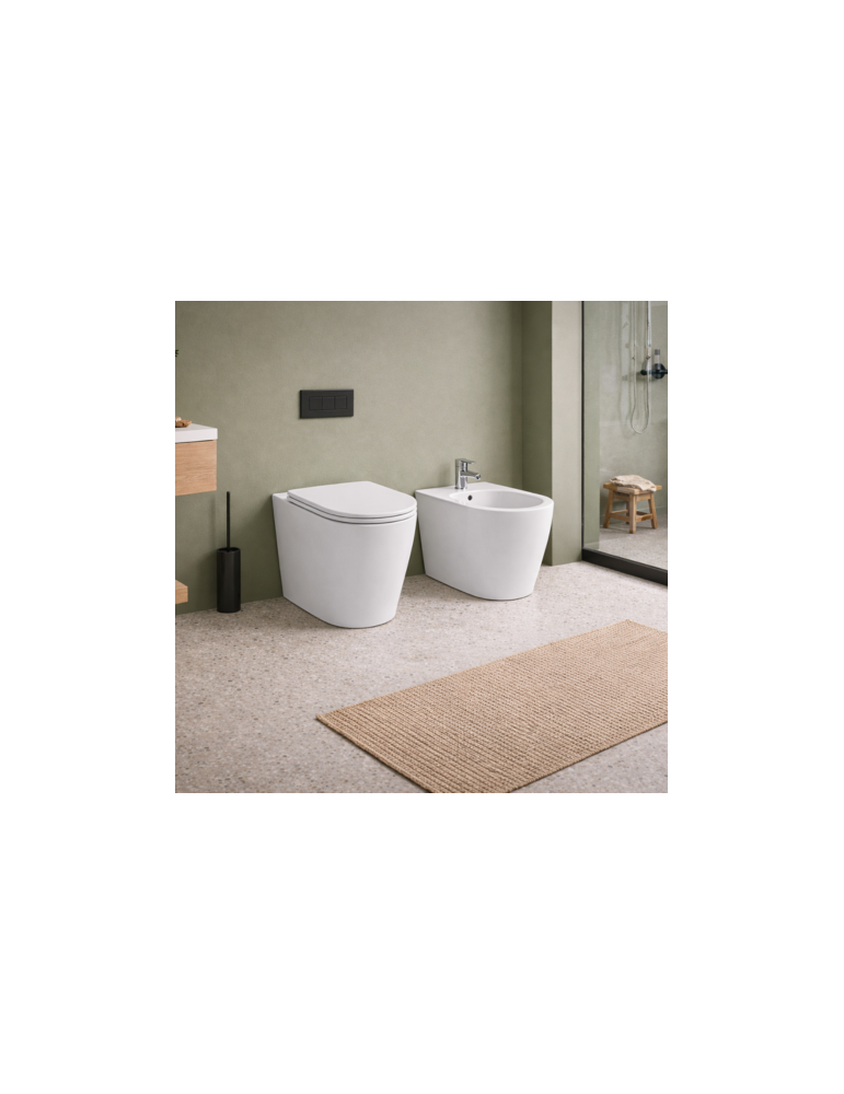 Ensemble Wc Et Bidet Sur Pied Azzurra Ceramica, Collection Forma Ceramica, Blanc, Avec Abattant Inclus