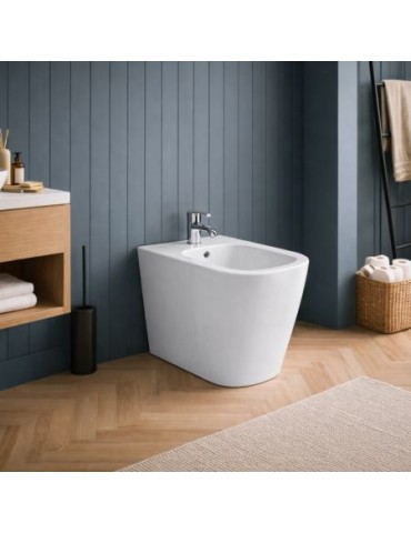 Bidet Sur Pied à Un Trou Azzurra Ceramica, Collection Build, CéRamique Blanche