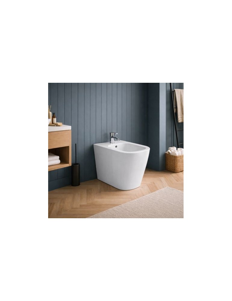 Bidet Sur Pied à Un Trou Azzurra Ceramica, Collection Build, CéRamique Blanche