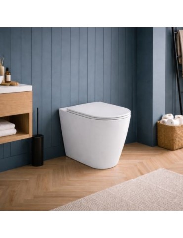 Wc Sur Pied Azzurra Ceramica Easy Clean, Collection Build, CéRamique Blanche