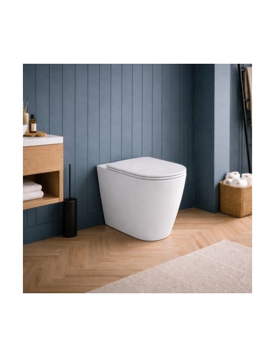 Wc Sur Pied Azzurra Ceramica Easy Clean, Collection Build, CéRamique Blanche