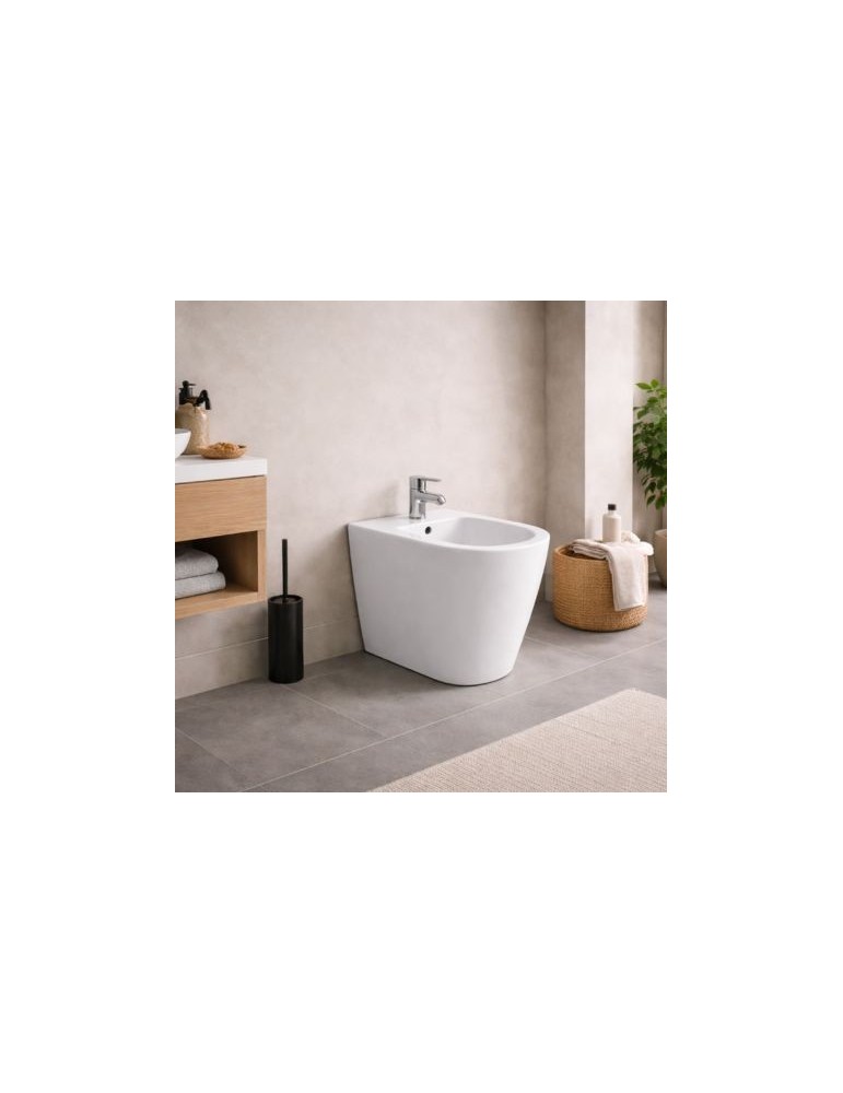 Bidet Sur Pied Monotrou Azzurra Ceramica, Collection Aurea, CéRamique Blanche