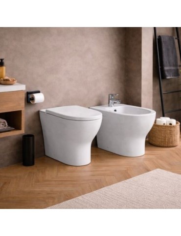 Ensemble Wc Et Bidet Sur Pied Azzurra Ceramica, Collection Pratica, CéRamique Blanche, SièGe Inclus