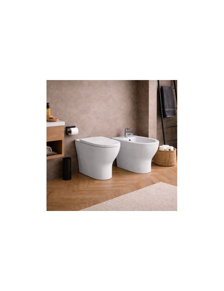 Ensemble Wc Et Bidet Sur Pied Azzurra Ceramica, Collection Pratica, CéRamique Blanche, SièGe Inclus