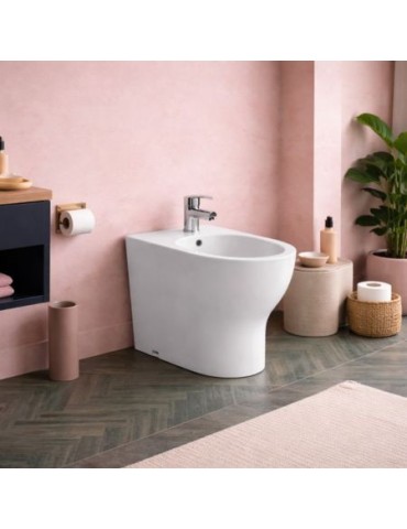Bidet Monotrou Sur Pied Azzurra Ceramica, Collection Click, CéRamique Blanche