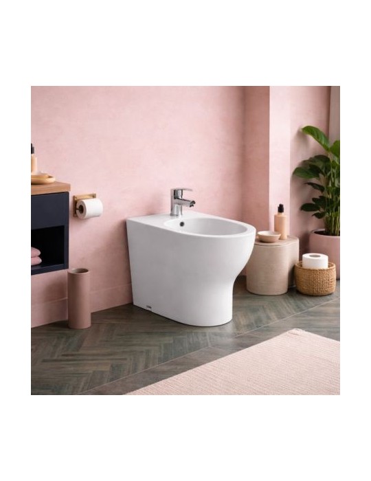 Bidet Monotrou Sur Pied Azzurra Ceramica, Collection Click, CéRamique Blanche