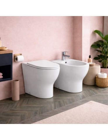 Ensemble Wc Et Bidet Sur Pied Azzurra Ceramica, Collection Click, CéRamique Blanche, SièGe Inclus