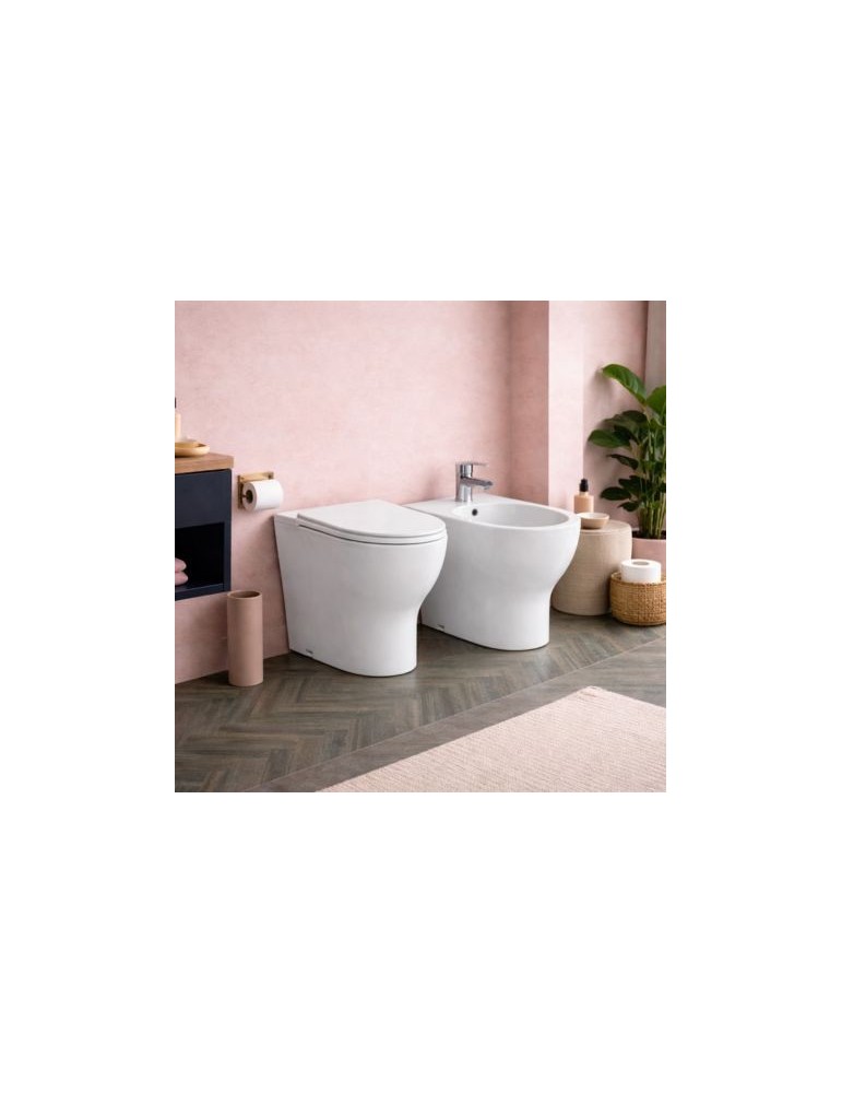 Ensemble Wc Et Bidet Sur Pied Azzurra Ceramica, Collection Click, CéRamique Blanche, SièGe Inclus
