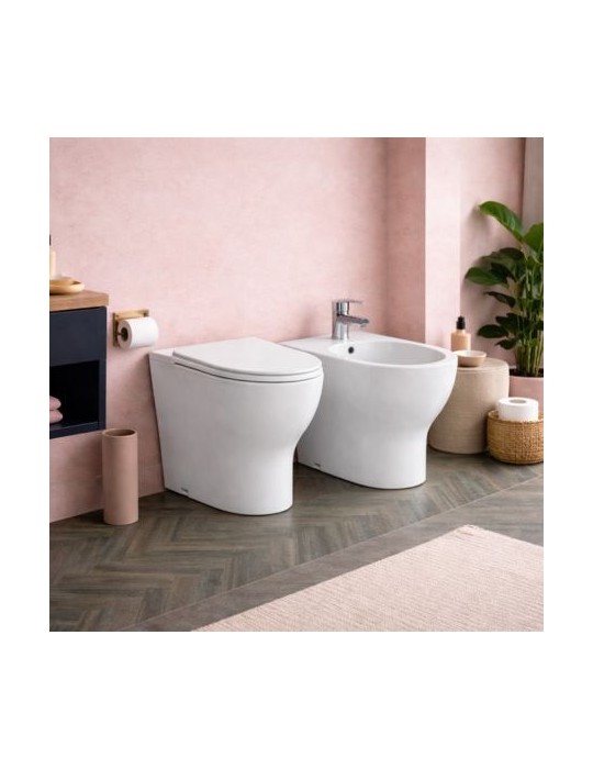 Ensemble Wc Et Bidet Sur Pied Azzurra Ceramica, Collection Click, CéRamique Blanche, SièGe Inclus