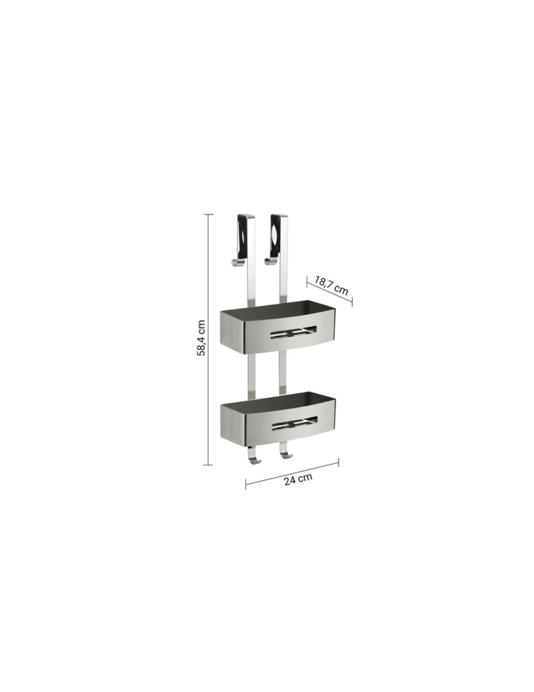 Gedy Porte-Objets Rectangulaire 2 Étagères Douche Inox Chrome Nerva | Megaclima.fr