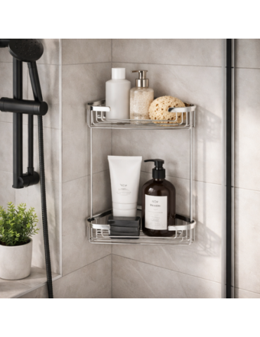 éTagèRe D'Angle De Douche Gedy à 2 Tablettes En Acier Inoxydable Chromé, Gamme Augustus