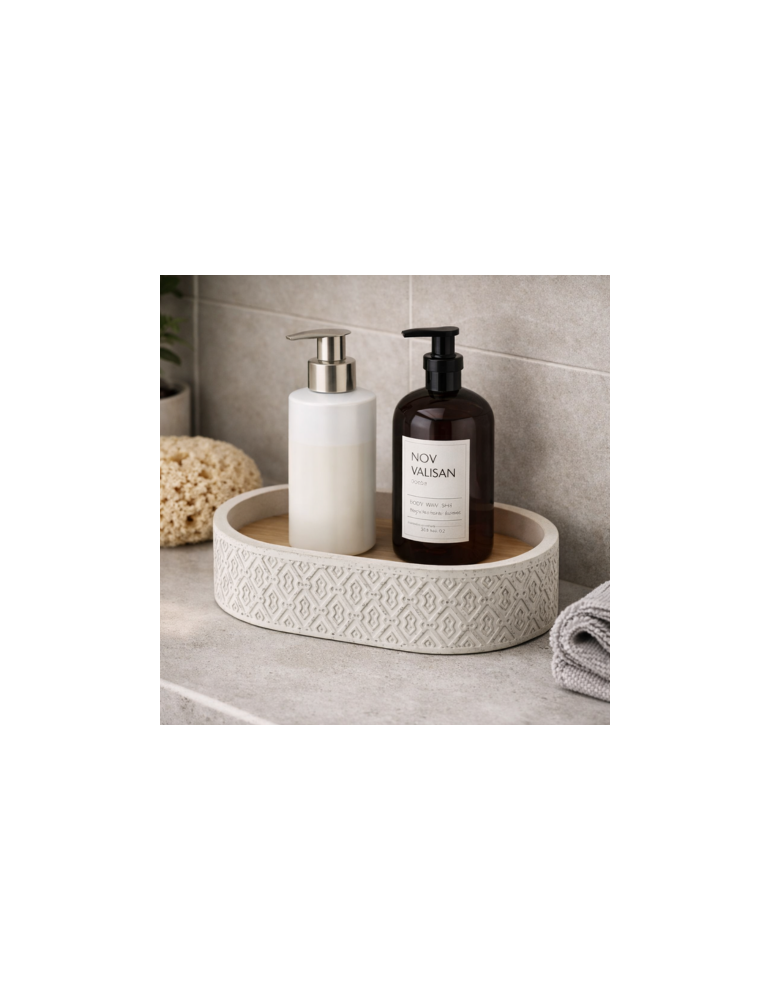 Porte-Savon Gedy Afrodite En Ciment Gris Et Bambou