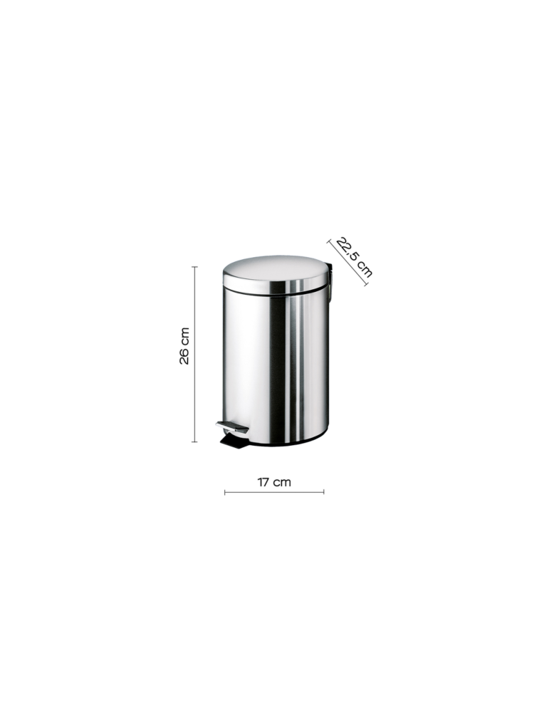 Gedy Poubelle Salle de Bain Inox 3 Litres Argenta | Megaclima.fr
