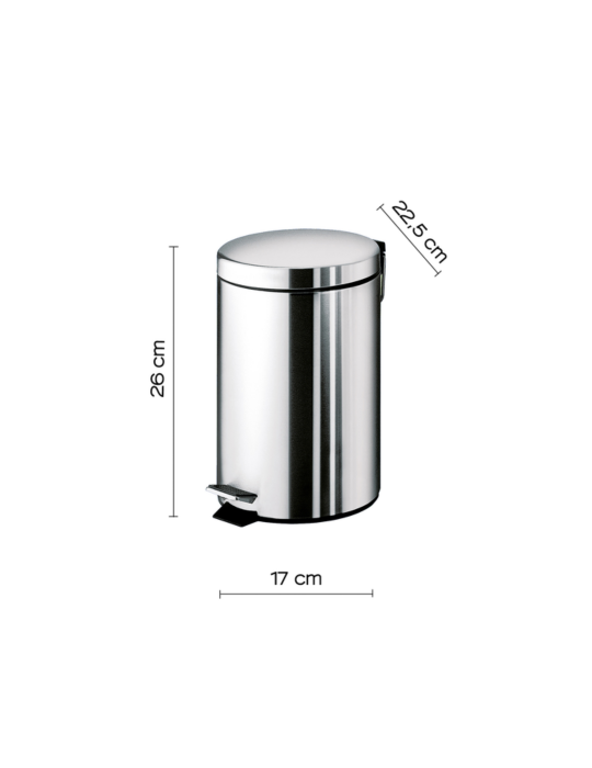 Gedy Poubelle Salle de Bain Inox 3 Litres Argenta | Megaclima.fr