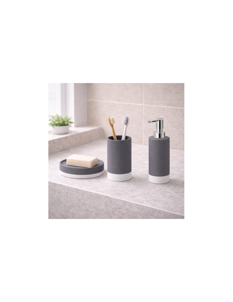 Ensemble De 3 Accessoires De Salle De Bain En CéRamique Gedy, Gris, Nouvelle Collection Mizar