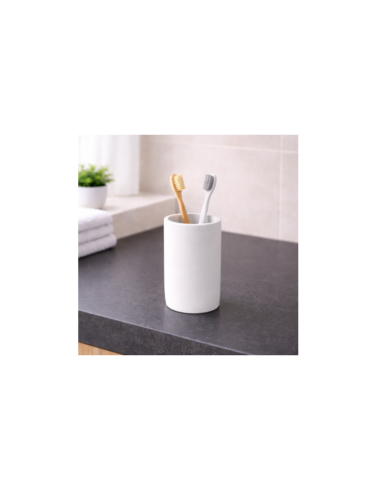 Porte-Brosse à Dents En RéSine Blanc Mat Gedy Ylenia Line