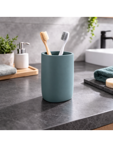 Porte-Brosse à Dents Gedy En RéSine Bleu Poudré Mat, Gamme Ylenia