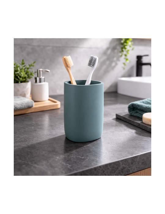 Porte-Brosse à Dents Gedy En RéSine Bleu Poudré Mat, Gamme Ylenia