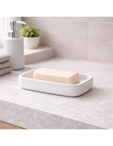 Porte-Savon En RéSine Blanche Mate Gedy Ylenia Line