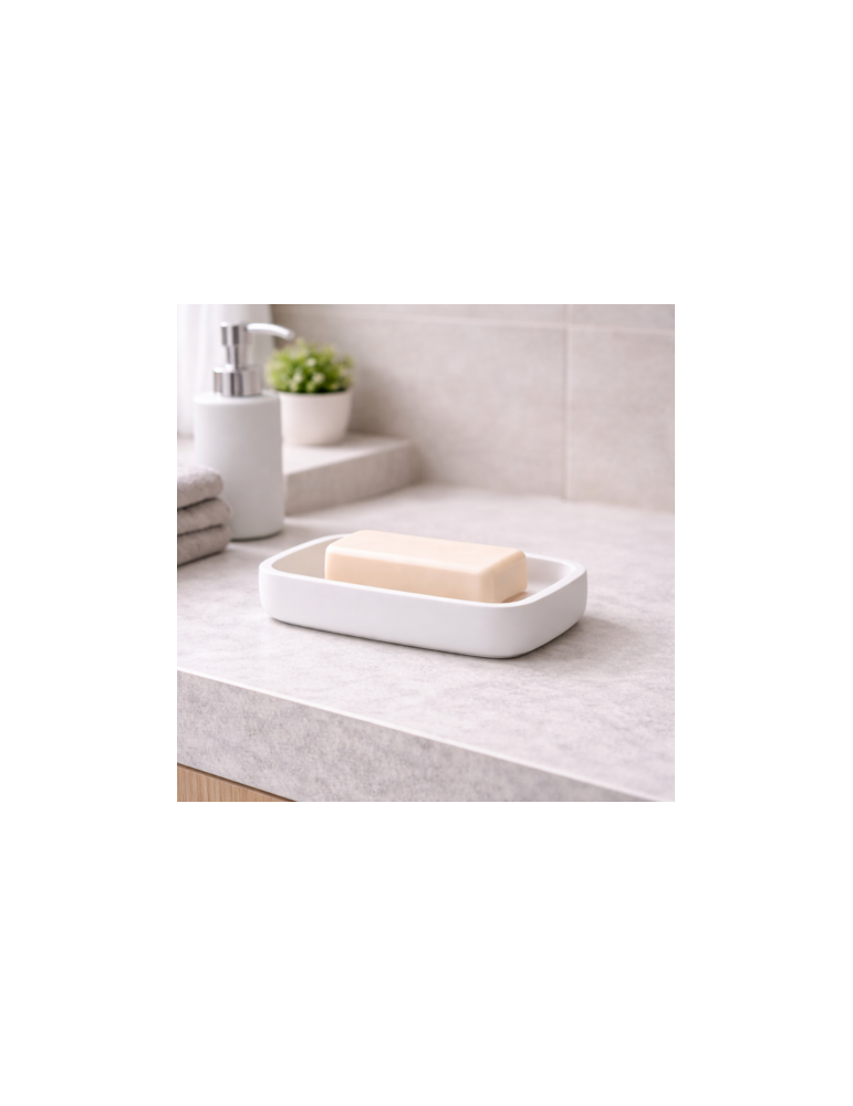 Porte-Savon En RéSine Blanche Mate Gedy Ylenia Line