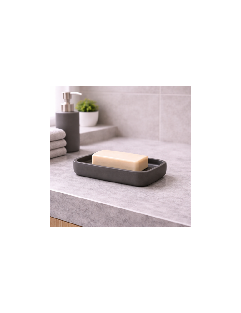 Porte-Savon Gedy En RéSine Mate Gris Anthracite, Collection Ylenia