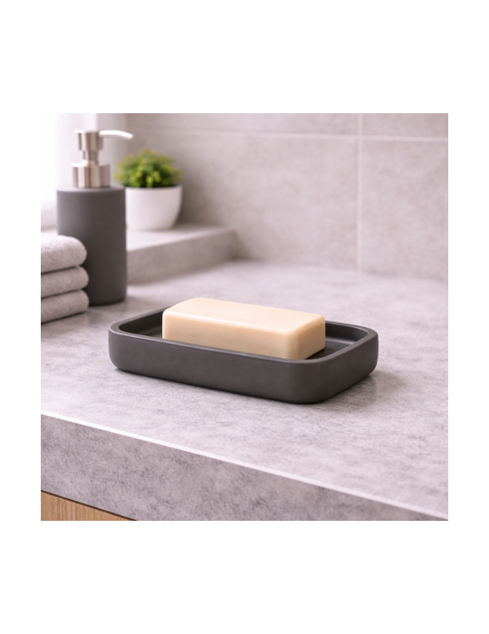Porte-Savon Gedy En RéSine Mate Gris Anthracite, Collection Ylenia