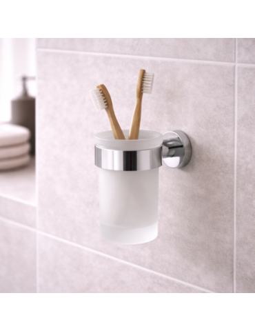 Porte-Brosse à Dents Gedy En Verre Chromé Satiné, Gamme Pirenei