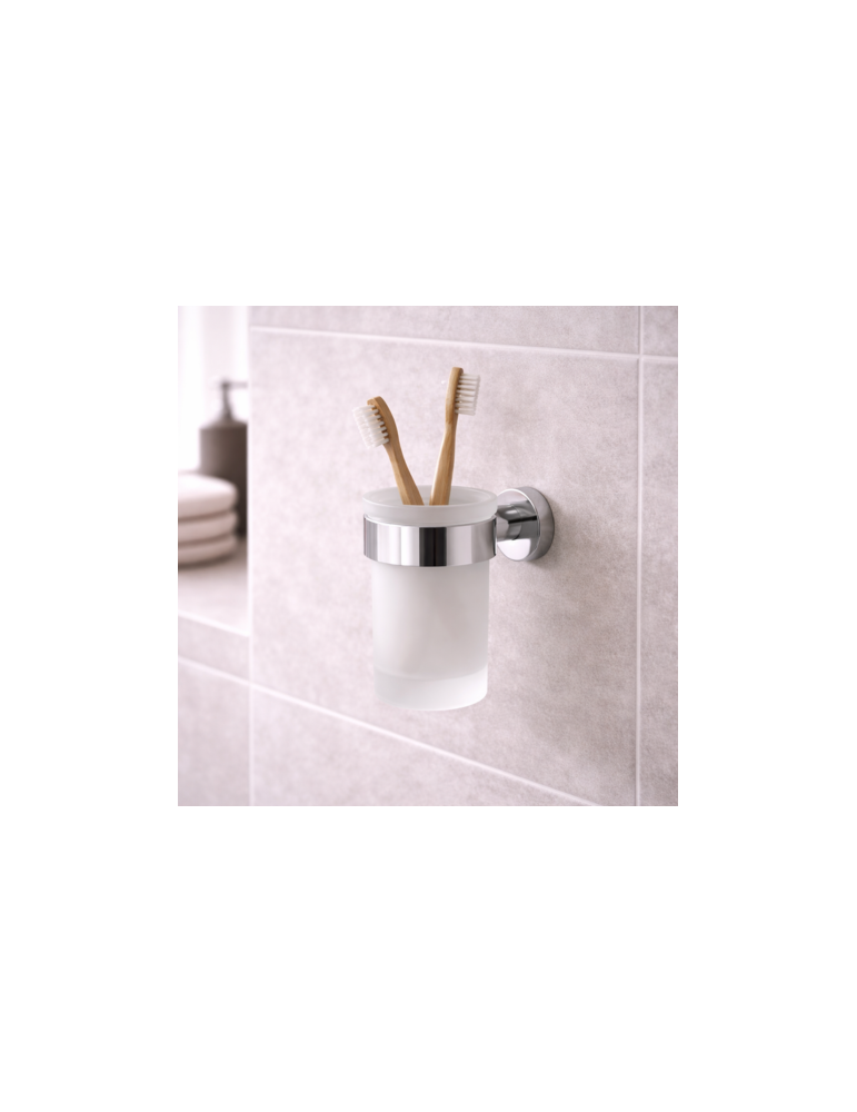 Porte-Brosse à Dents Gedy En Verre Chromé Satiné, Gamme Pirenei