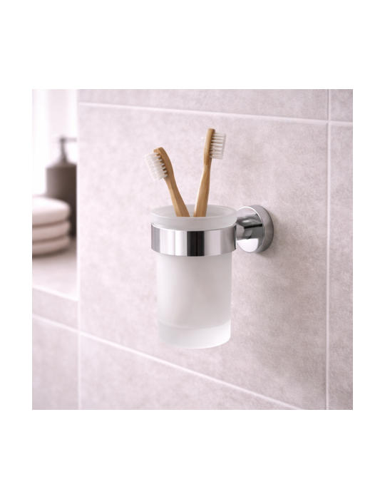 Porte-Brosse à Dents Gedy En Verre Chromé Satiné, Gamme Pirenei