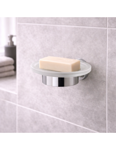 Porte-Savon Gedy En Verre Chromé Satiné, Collection Pirenei