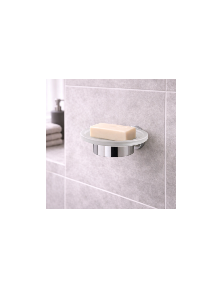 Porte-Savon Gedy En Verre Chromé Satiné, Collection Pirenei
