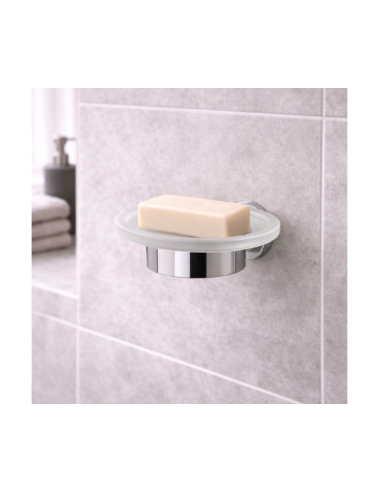 Porte-Savon Gedy En Verre Chromé Satiné, Collection Pirenei