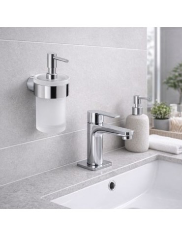 Distributeur De Savon Gedy Pirenei Line En Verre Satiné Chromé